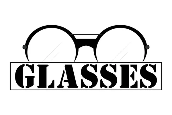 Inskriptionsglas Med Klassiska Moderiktiga Glasögon Med Runda Linser Logotyp Ikon — Stock vektor
