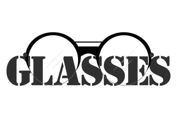Inskriptionsglas Med Klassiska Moderiktiga Glasögon Med Runda Linser Logotyp Ikon — Stock vektor