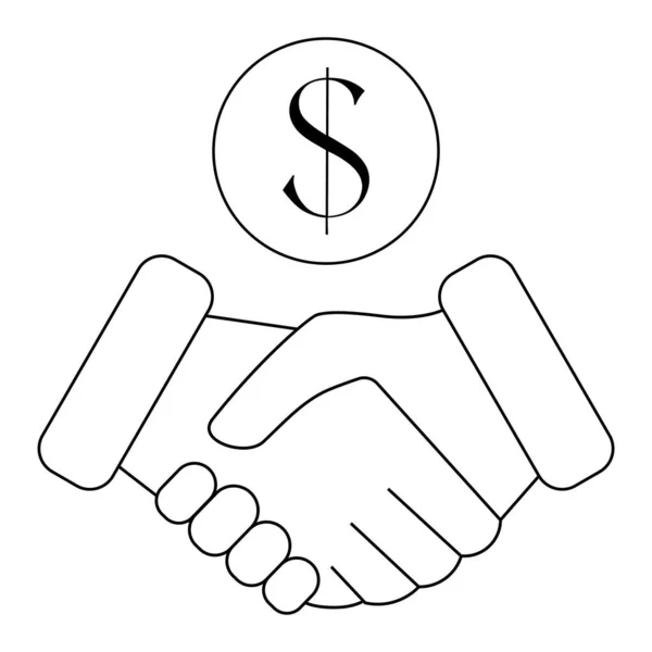 Icône Contrat Affaires Poignée Main Partenaires Pièce Ronde Avec Signe — Image vectorielle