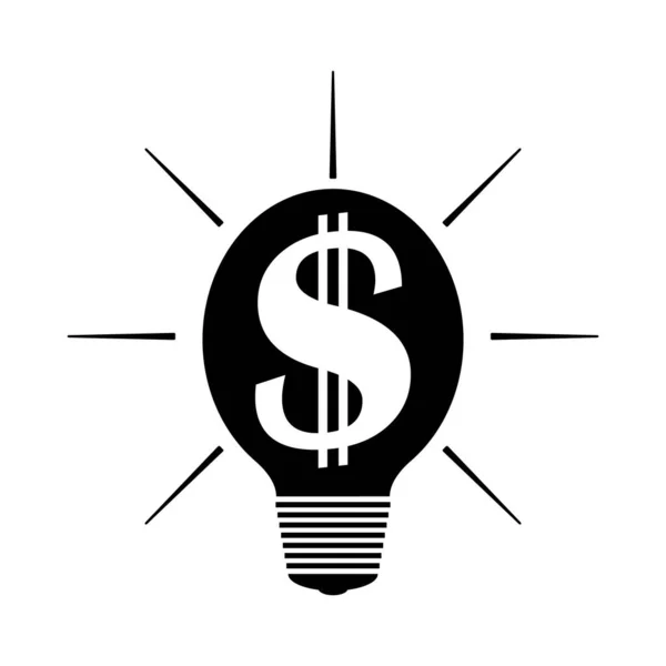 Incandescent Light Bulb Dollar Symbol Rays Concept Business Financial Profit — Stock Vector