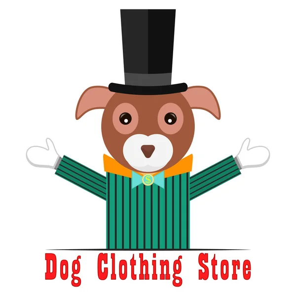 Magasin Vêtements Pour Chiens Bannière Affiche Gentleman Chien Costume Chapeau — Image vectorielle