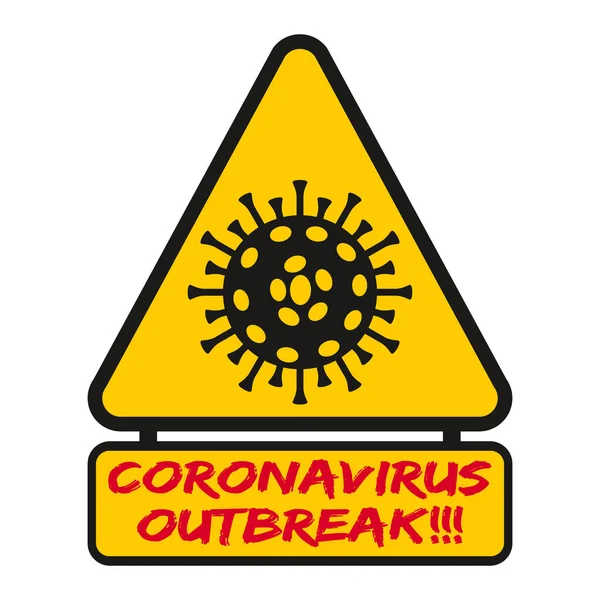 Coronavirus Salgını Uyarısı Dikkat Çekme Işareti Koronavirüsle Ilgili Üçgen Şeklinde — Stok Vektör