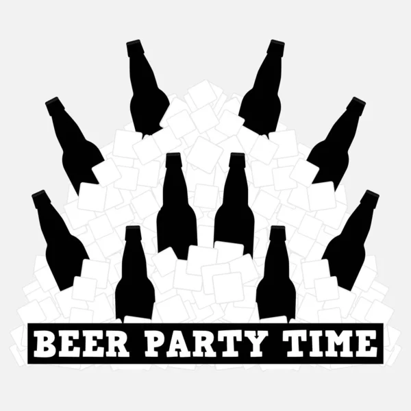 Bier Party Time Banner Mit Einem Großen Stapel Eiswürfel Und — Stockvektor