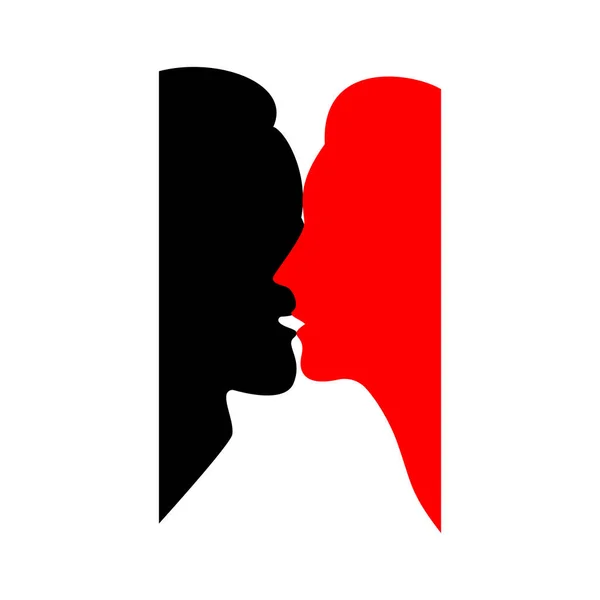 Sylwetki Pocałunków Mężczyzny Kobiety Ilustracja Wektora — Wektor stockowy