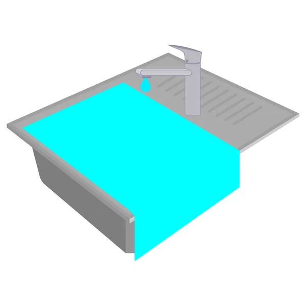 Lavello Intasato Acqua Scorre Dall Alto Verso Basso Gocciolava Acqua — Vettoriale Stock