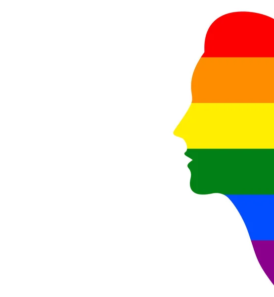 Silueta Cabeza Cara Mujer Estilo Bandera Lgbt Ilustración Vectorial Aislada — Archivo Imágenes Vectoriales