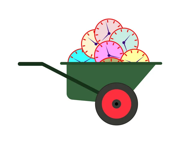 Concept Utilisation Temps Nombreuses Horloges Rondes Mécaniques Différentes Couleurs Dans — Image vectorielle