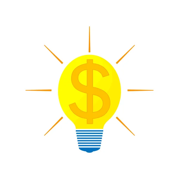 Glowing Light Bulb Gold Dollar Symbol Concept Business Financial Profit — Stock Vector