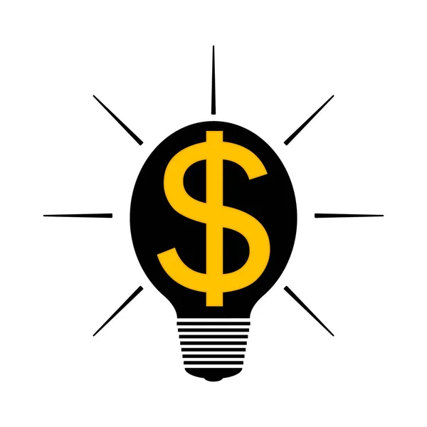 Silhouette Glowing Light Bulb Gold Dollar Symbol Concept Business Financial — Stock Vector