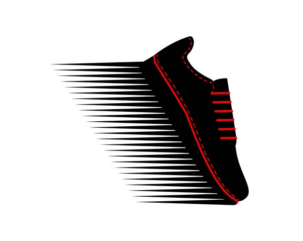 One Red Black Sneaker Image Speed Sport Shoe Running Black — Stock Vector