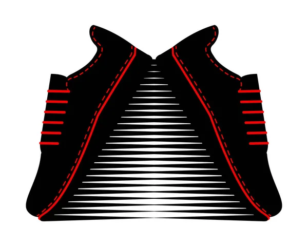 Twee Sneakers Een Paar Sportschoenen Voor Hardlopen Rood Zwart Silhouet — Stockvector