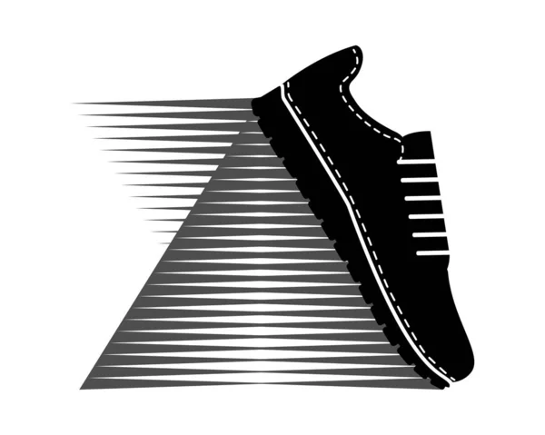 Spor Ayakkabı Logosu Koşmak Için Spor Ayakkabı Siyah Beyaz Siluet — Stok Vektör