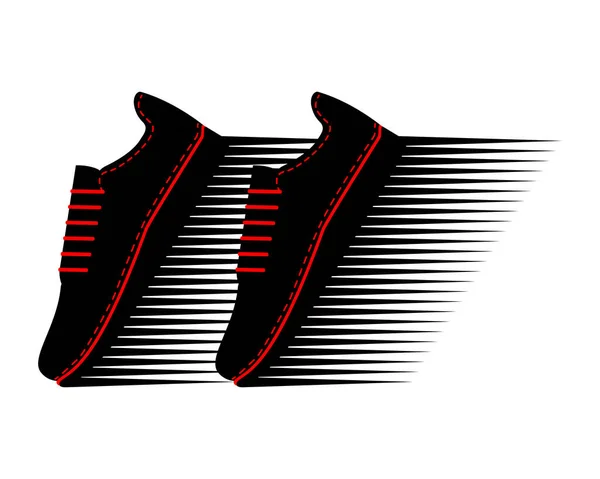 Twee Sneakers Abstracte Plank Een Paar Sportschoenen Voor Hardlopen Rood — Stockvector