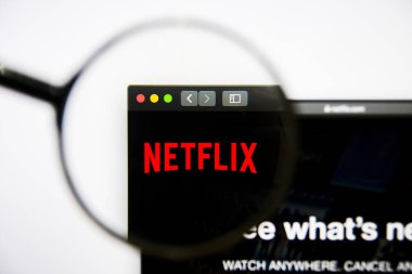 Los Angeles, Kaliforniya, ABD - 25 Ocak 2019: Netflix Media Web sitesi ana. Netflix medya logo görüntü ekranda görünür.
