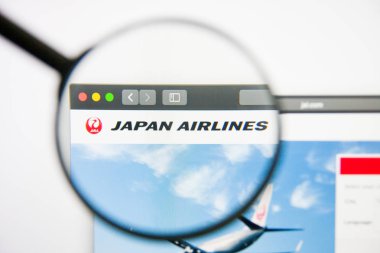 Los Angeles, Kaliforniya, ABD - 14 Şubat 2019: Japonya Havayolları Web sitesi ana. Japonya Havayolları logo görüntü ekranda görünür.