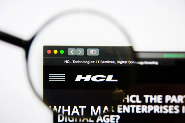 Los Ángeles, California, EE.UU. - 25 de enero de 2019: página web de HCL Technologies. Logotipo de HCL Technologies visible en pantalla . — Foto de Stock