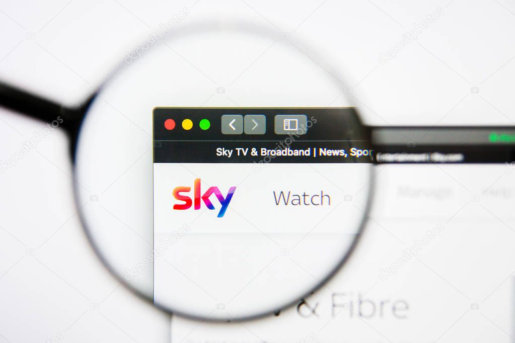 Los Angeles, California, USA - 25 January 2019: Sky website homepage. Sky logo visible on screen.