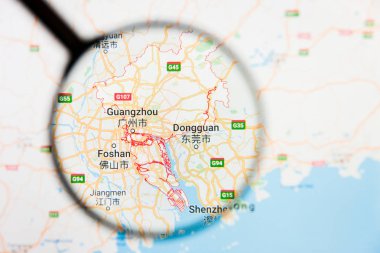 Guangzhou, Çin şehir görselleştirme açıklayıcı kavramı üzerinde büyüteç aracılığıyla göstermek perde