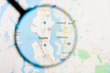 Seattle, Amerika Birleşik Devletleri şehir görselleştirme açıklayıcı kavramı üzerinde büyüteç aracılığıyla göstermek perde