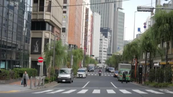 Tokio, Japan - Circa november 2019: koerier op de fiets — Stockvideo