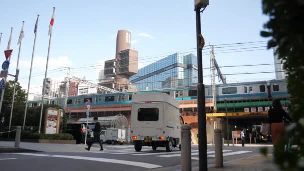 Tokyo, Japan - Circa Νοέμβριος 2019: Κτίριο SBC του Kenzo Tange στην Ginza — Αρχείο Βίντεο