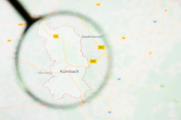 Kulmbach city in Germany, Bavaria visualization illustrative concept on display screen through magnifying glass — Stock Photo, Image