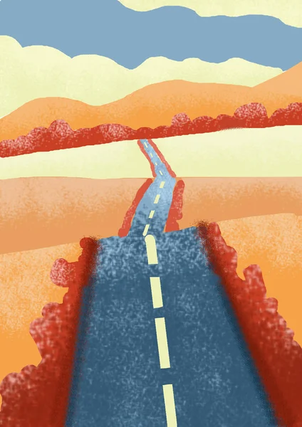 Yol perspektif, ileri, sonbahar gün, açık hava, mavi gökyüzü, bulutlar