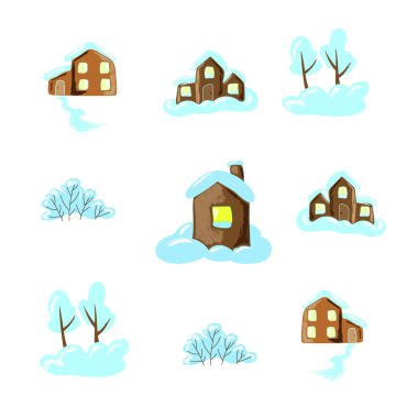 evler ve karda tussocks ile sorunsuz kış desen