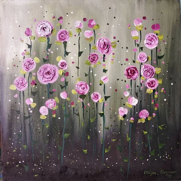 Abstract painting with roses