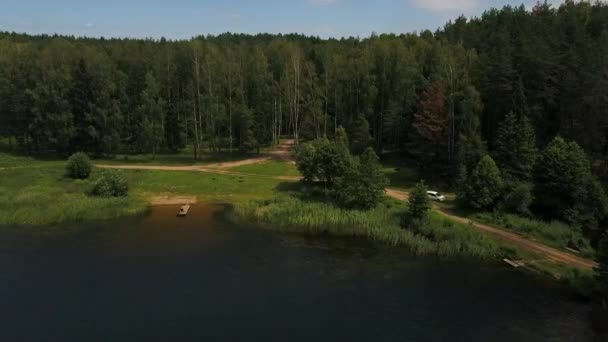 自然电影制片厂白俄罗斯电影 飞行在19世纪的村庄和湖泊 — 图库视频影像