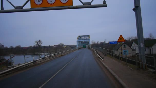 Město Mostů Bělorusko Nýtovaný Most Cestování Autem Mostu Nýt Autem — Stock video
