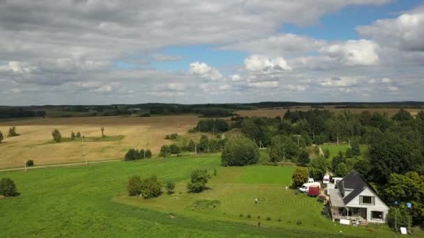 Flight Mavic Pro Sonne Grüne Wiesen Wiesen Wälder Weißrussland Russland — Stockvideo