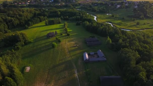 Wakacje Ivana Kupala Lot Drona Nad Ogniem Ivana Kupala Rzucanie — Wideo stockowe