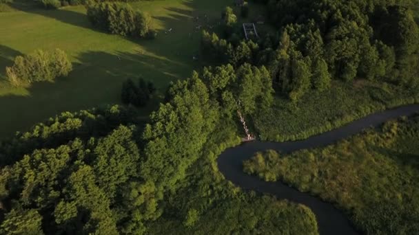 Vakantie Van Ivana Kupala Vlucht Van Drone Het Vuur Ivana — Stockvideo