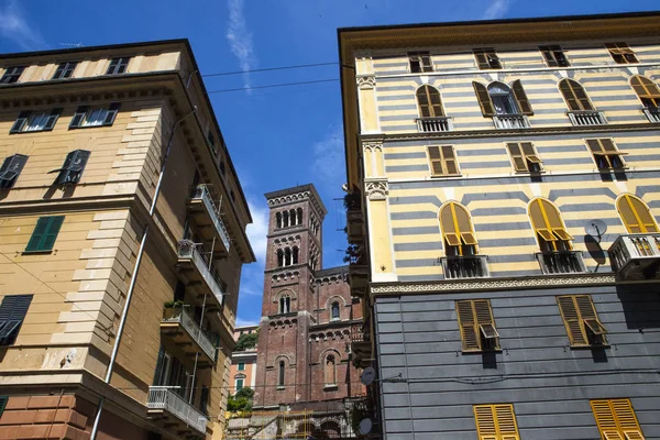 Genova Strade Estive Dettagli Esterni Strade Tetti Luci Porte Finestre — Foto Stock