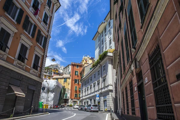 Genova Strade Estive Dettagli Esterni Strade Tetti Luci Porte Finestre — Foto Stock