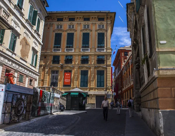 Genoa Summer Streets Exterior Details Streets Roofs Lights Doors Windows — Stock Photo, Image