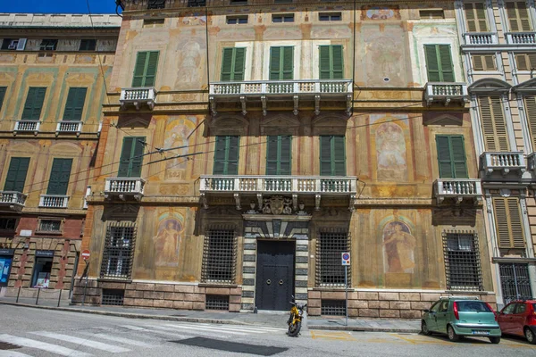 Genua Zomer Straten Exterieurdetails Straten Daken Lichten Deuren Ramen Genua — Stockfoto