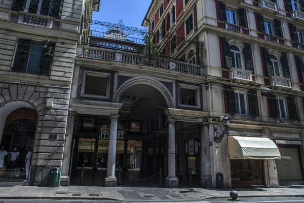 Genoa Summer Streets Exterior Details Streets Roofs Lights Doors Windows — Stock Photo, Image