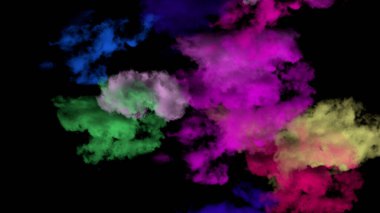 Siyah arkaplanda soyut renkli barut patlaması