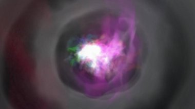 Canlı kozmik nebula ruhani mor ve pembe enerjiyle parlar, mistik, dünyevi bir atmosfer yaratır.