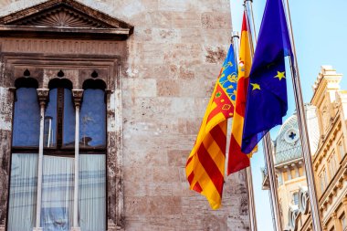Valencia, İspanya 'da bayraklar. 