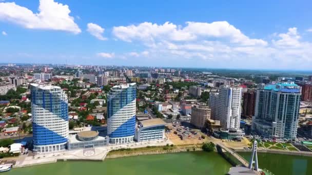 Lucht Schot Rivier Koeban Zuidelijke Stad Van Krasnodar Rusland 2018 — Stockvideo