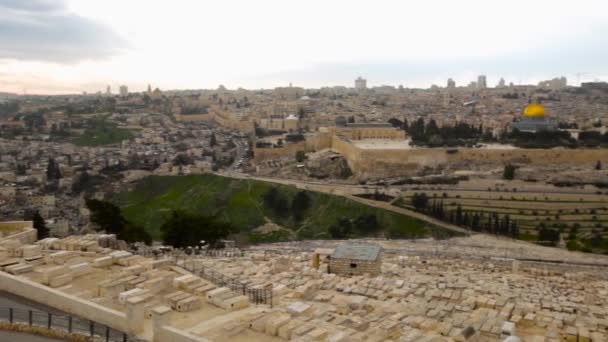 Vista para Damasco Gate e antiga cidade de Jerusalém — Vídeo de Stock