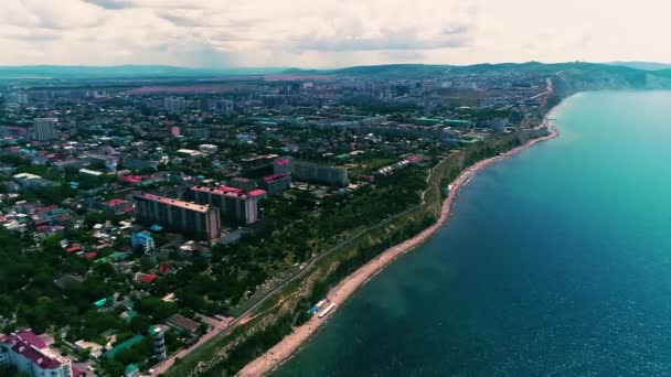 Rusya Kuban Cozy Town. Anapa tatil kasabası. Drone videoları. — Stok video