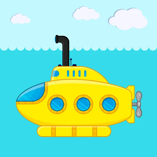 Submarino Flotando Mar — Vector de stock