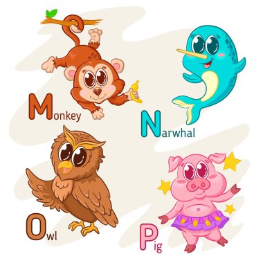 Hayvanlarla alfabenin dört harfi 4