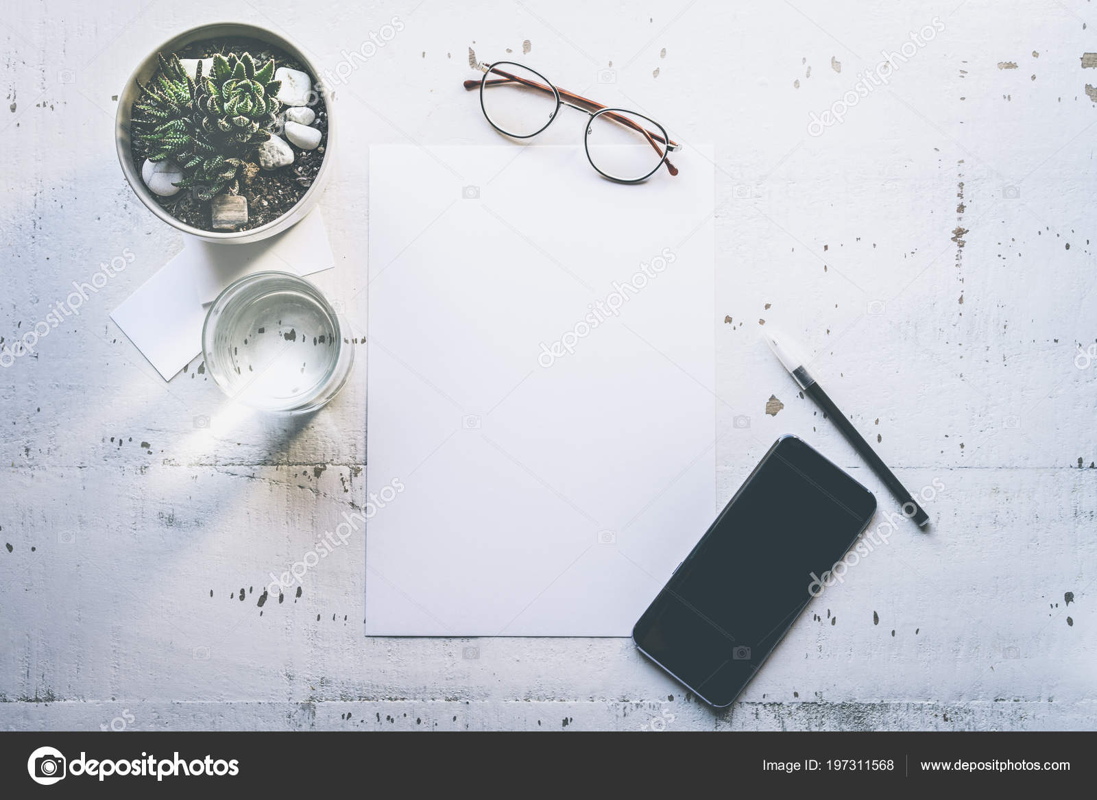 Download Mockup Of Blank White Paper Sheet Smartphone Eye Glasses On Natural White Authentic Wooden Desk Business Empty Mock Up Background For Message Writing Top View Stock Photo C Eyecan 197311568 PSD Mockup Templates