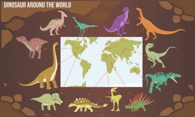 Dünyanın Dinozor tipi vektör illüstrasyon