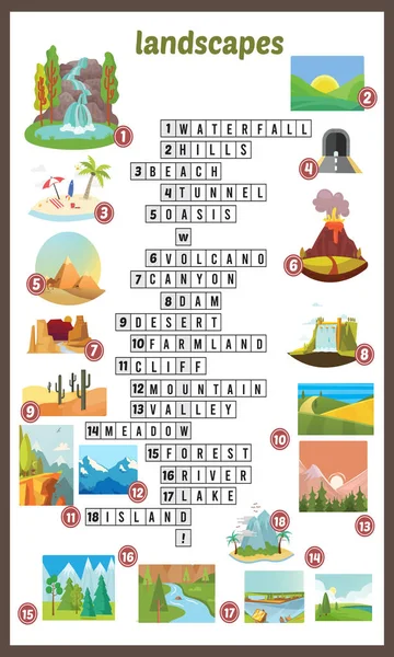 Manzaralar bulmaca bulmaca Vektör İllüstrasyon
